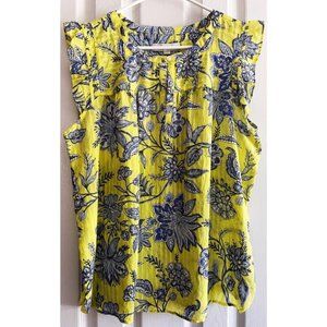 LOFT NWT Garden Smocked Split Neck Shell, 537290